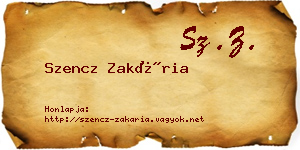 Szencz Zakária névjegykártya